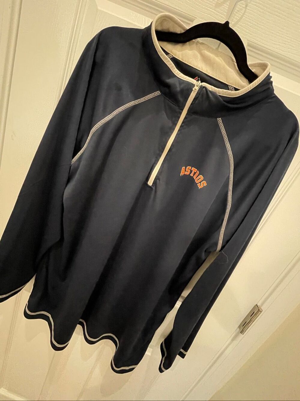 Houston Astros Majestic 1/4 Zip Pullover 1X Navy Blue Long Sleeve